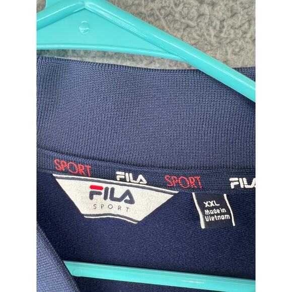 FILA SPORT Fleece Jacket Men's XXL Blue Full‎ Zip Casual Athletic Logo Flagg - Picture 2 of 16